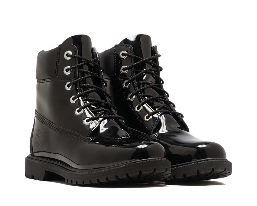 Timberland Premium 6 Inch Verni vue — profil cuir patent leather noir boot