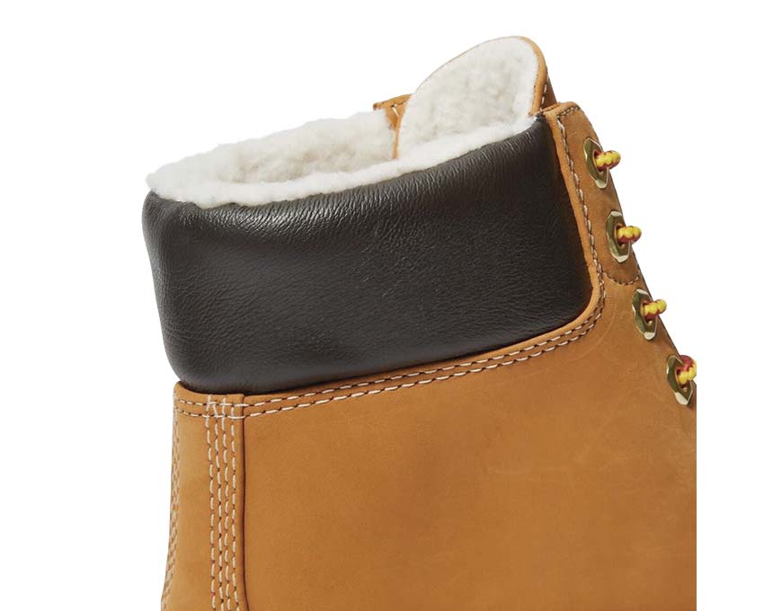 Timberland Premium 6 Inch Waterproof Boot Wheat vista lateral — perfil emblemático trigo