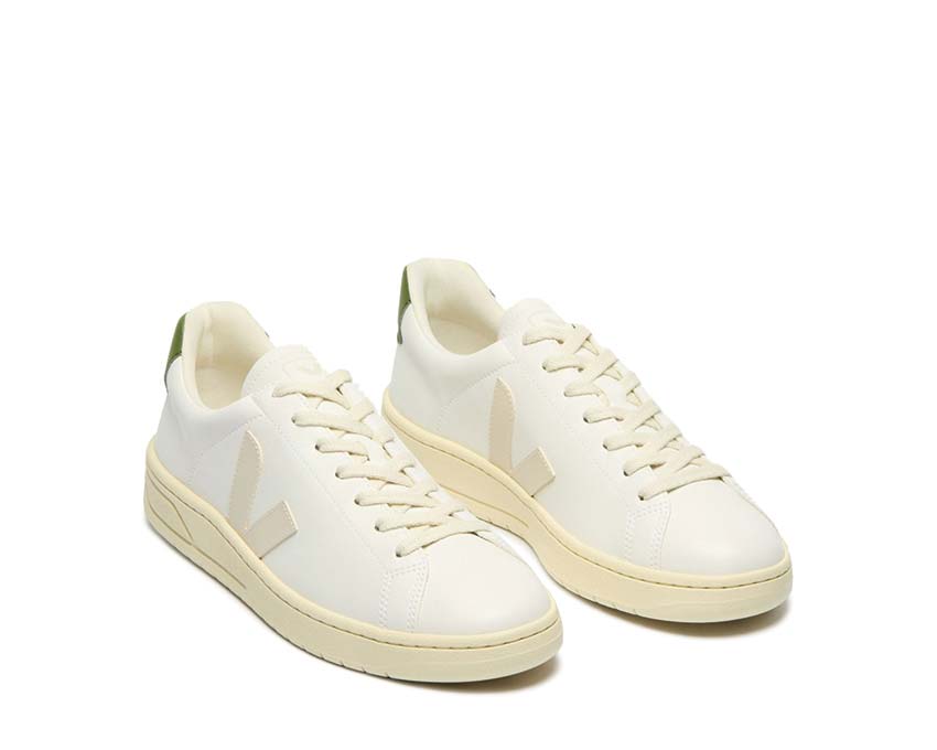 Veja Urca CWL White Pierre Kiwi vue latérale — canvas without latex