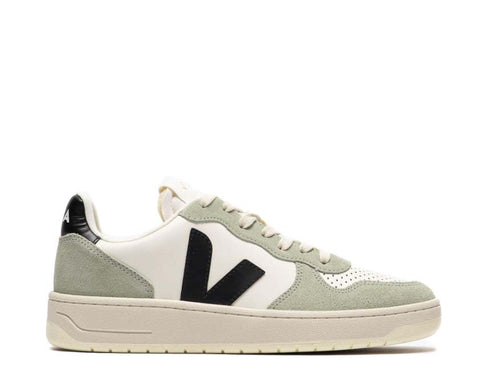Veja V-10 Leather Pure Black Clay — Damen-Sneaker Leder schwarz lehm