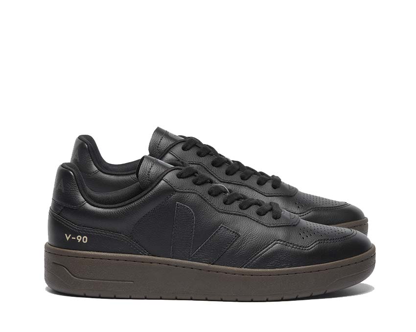 Veja V-90 O.T. Leather Black Eagle femme semelle — semelle oversize gomme