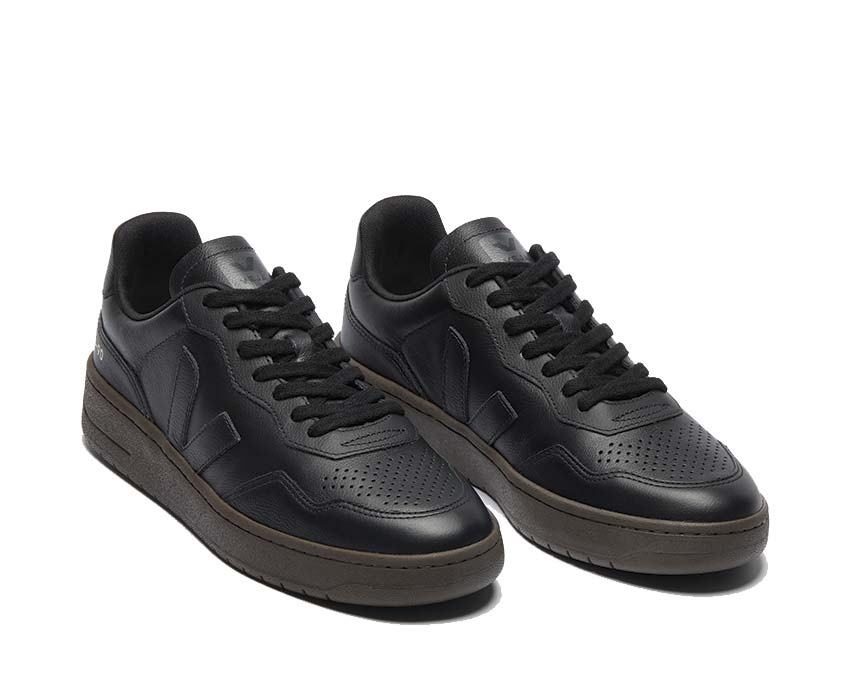 Veja V-90 O.T. Leather Black Eagle homme vue — profil oversize noir cuir