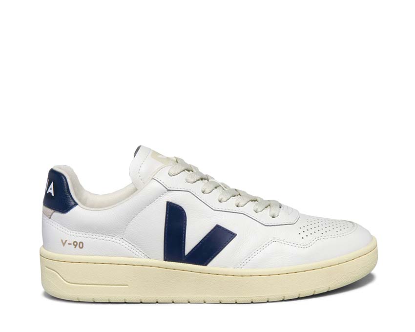 Veja V-90 OT Leather Extra White Nautico — sneaker homme running vintage éco