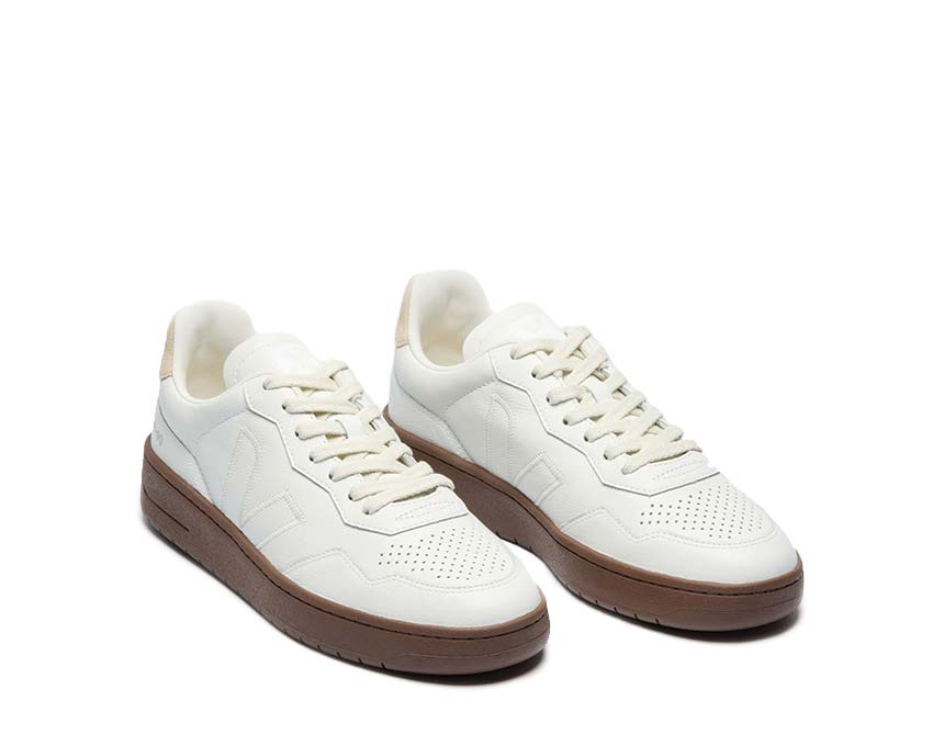 Veja V-90 ZZ O.T. White Pierre Almond side view — men's zigzag laces