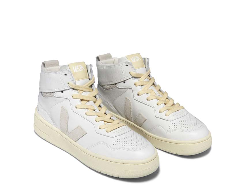 Veja V-95 OT Leather White Natural femme vue — cuir blanc OT profil elevé