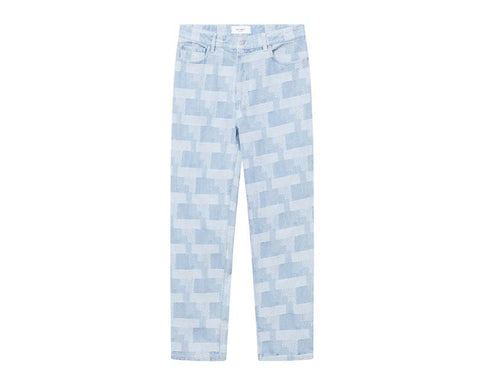 Les Deux Ryder Jacquard Jeans Dark Denim — jeans uomo jacquard taglio dritto