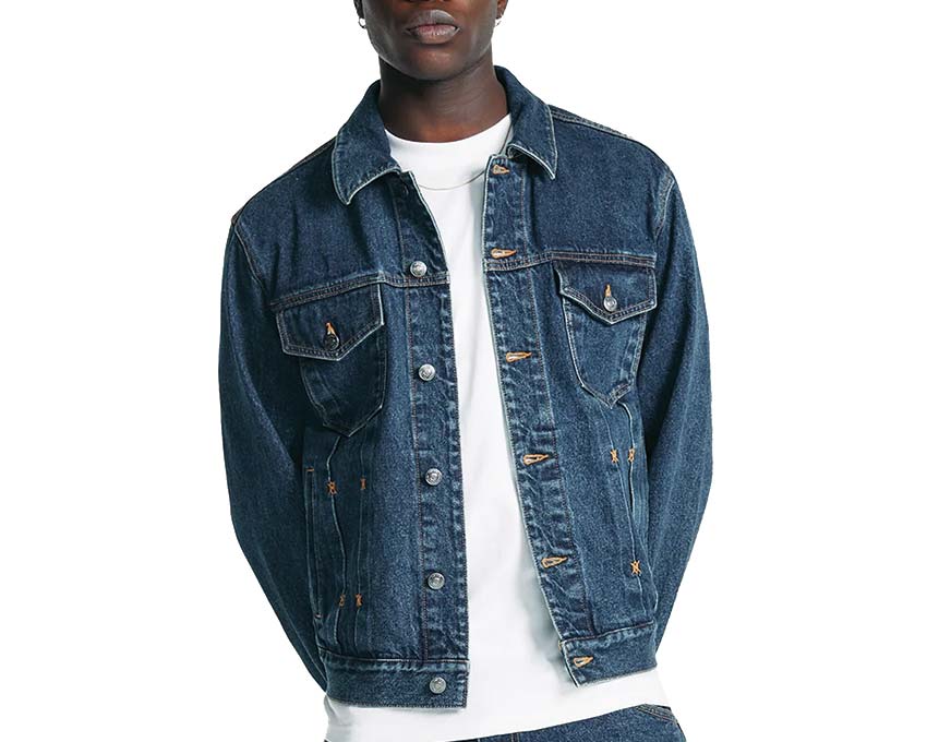 Daily Paper Bomi Denim Jacket Blue dettaglio — cuciture a contrasto