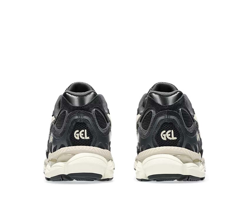 Asics Gel NYC Black/Black arrière — amorti GEL talon vintage noirfonce.eu