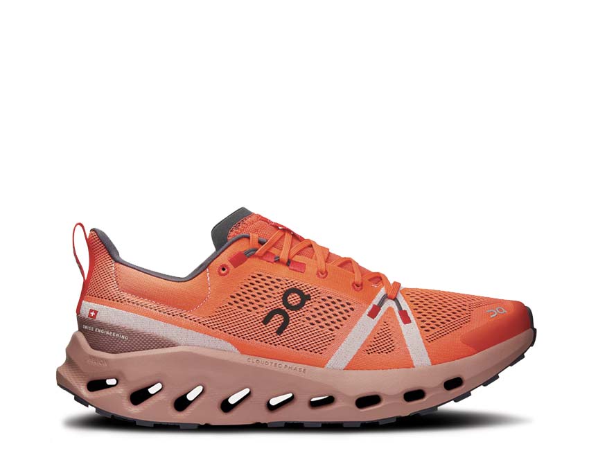 On Cloudsurfer Trail Flame/Dustrose — leichter Trail Herren Sohle Missiongrip