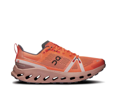 On Cloudsurfer Trail Flame/Dustrose — leichter Trail Herren Sohle Missiongrip