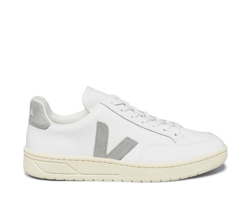 Veja V-12 Leather White Light Grey — sneaker homme cuir éco-responsable