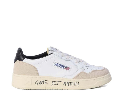 Autry Medalist Low Match White Black — women's sneaker suede American sport