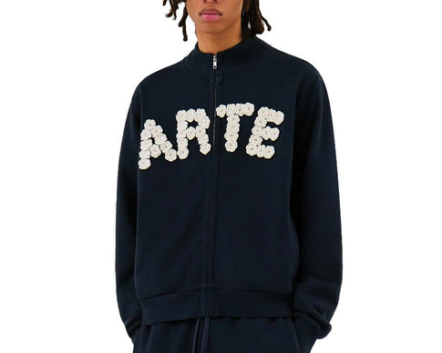 Arte Crochet Flowers Jacket Navy — giacca unisex uncinetto fiori artigianale