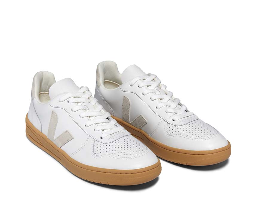 Veja V-10 Leather Extra White Natural vue latérale — cuir lisse blanc naturel
