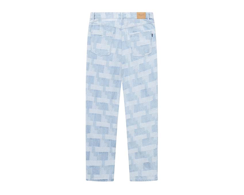 Les Deux Ryder Jacquard Jeans Dark Denim vista laterale — denim jacquard testurizzato