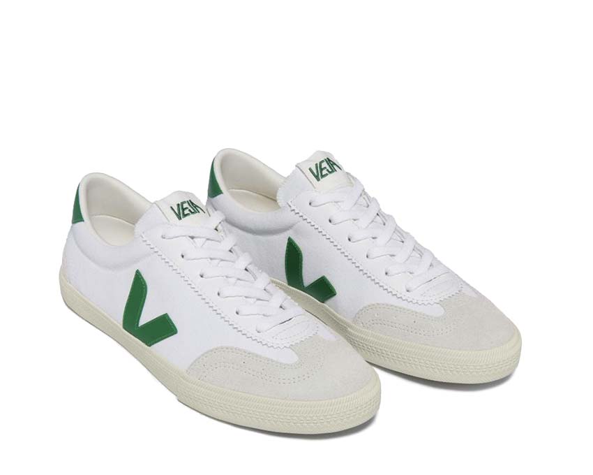 Veja Volley Canvas White Black vue latérale — toile canvas blanc et noir éco