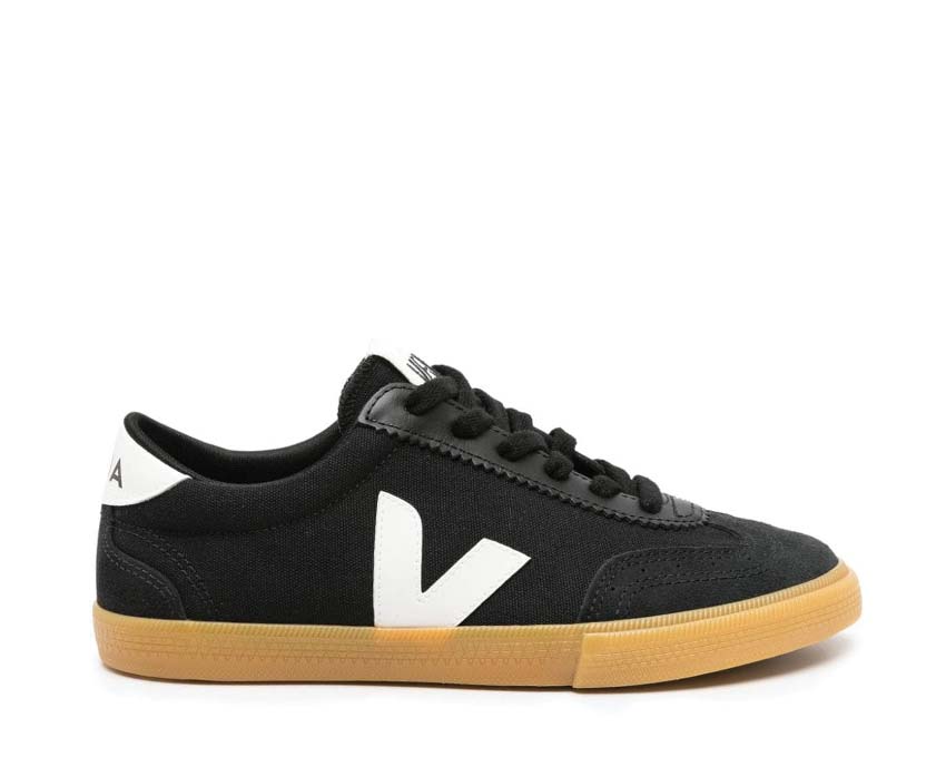 Veja Volley Black/White — Damen-Sneaker umweltfreundliches Segeltuch