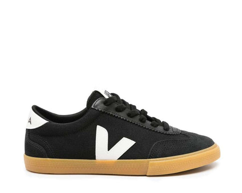 Veja Volley Black/White — Damen-Sneaker umweltfreundliches Segeltuch