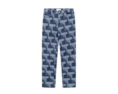 Les Deux Ryder Jacquard Jeans Light Denim Blue — jeans uomo jacquard taglio dritto