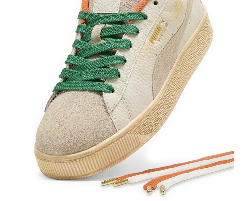 Puma Suede XL Carrots 2 Warm White Rickie Orange sole — chunky vintage sole