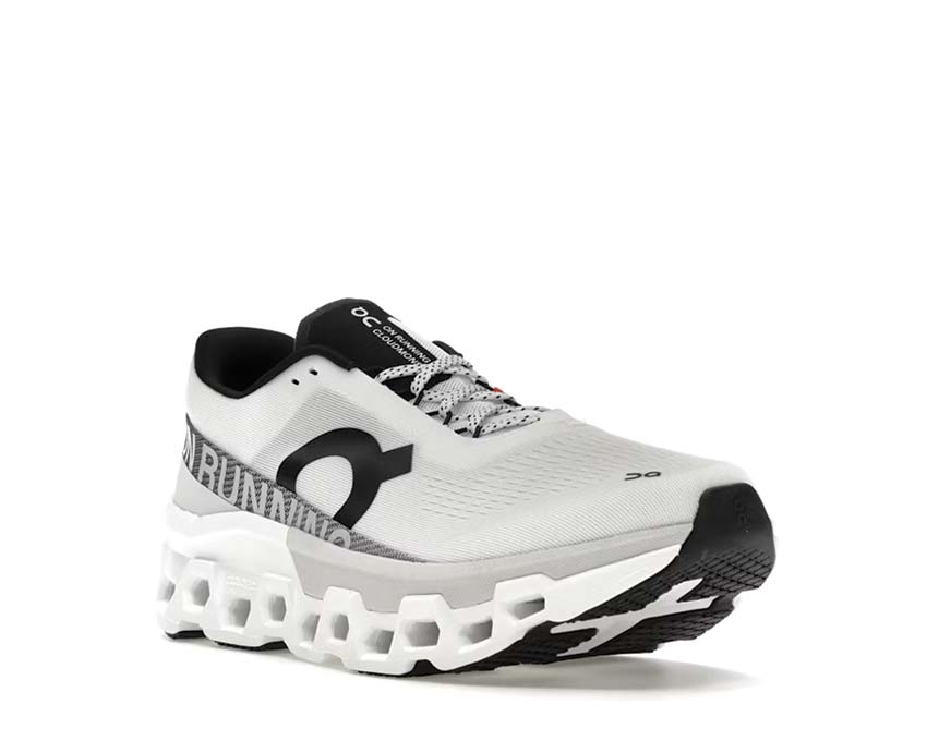 On Cloudmonster 2 W White Frost vue latérale — profil amorti running femme