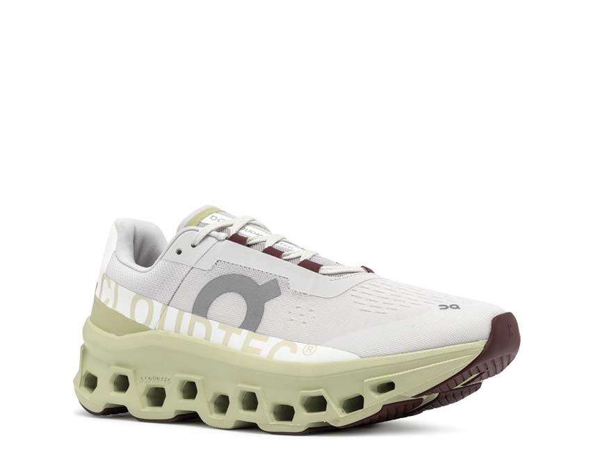 On Cloudmonster Frost Acacia vue latérale — amorti CloudTec