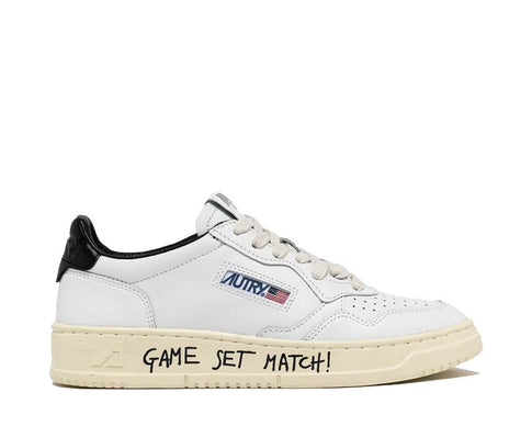 Autry Medalist Low Match White Black — Herren-Sneaker Leder amerikanischer Sport