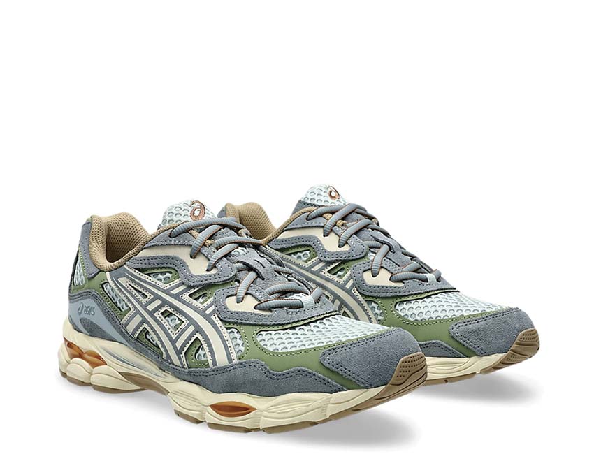 Asics Gel NYC Cold Moss side view — mesh upper