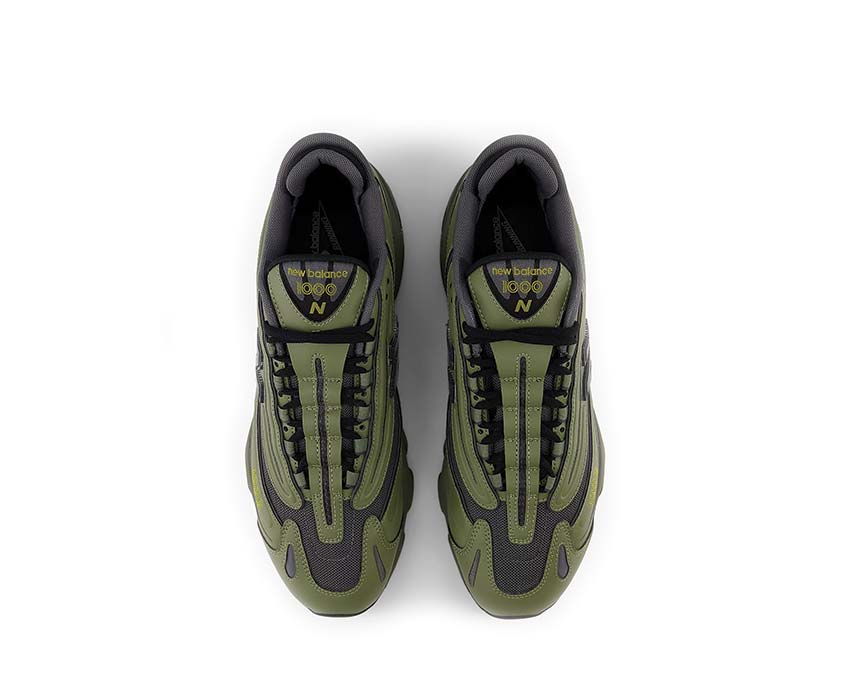 New Balance 1000 Dark Olivine Magnet Detail — wasserdichtes Material