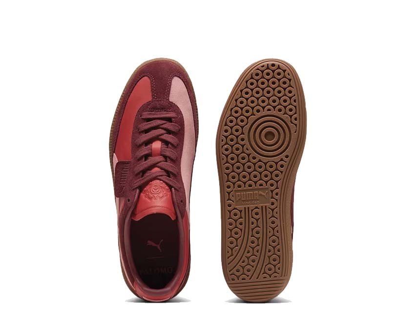 Puma Palermo Palomo Regal Red Passion Fruit Sohle — zweifarbige Vintage-Gummisohle