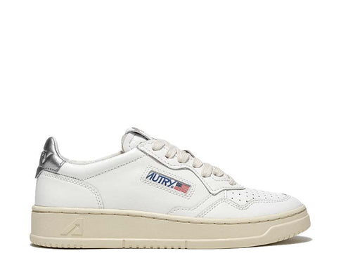 Autry Medalist Low White Blue — sneakers homme cuir blanc bleu bicolore vintage premium