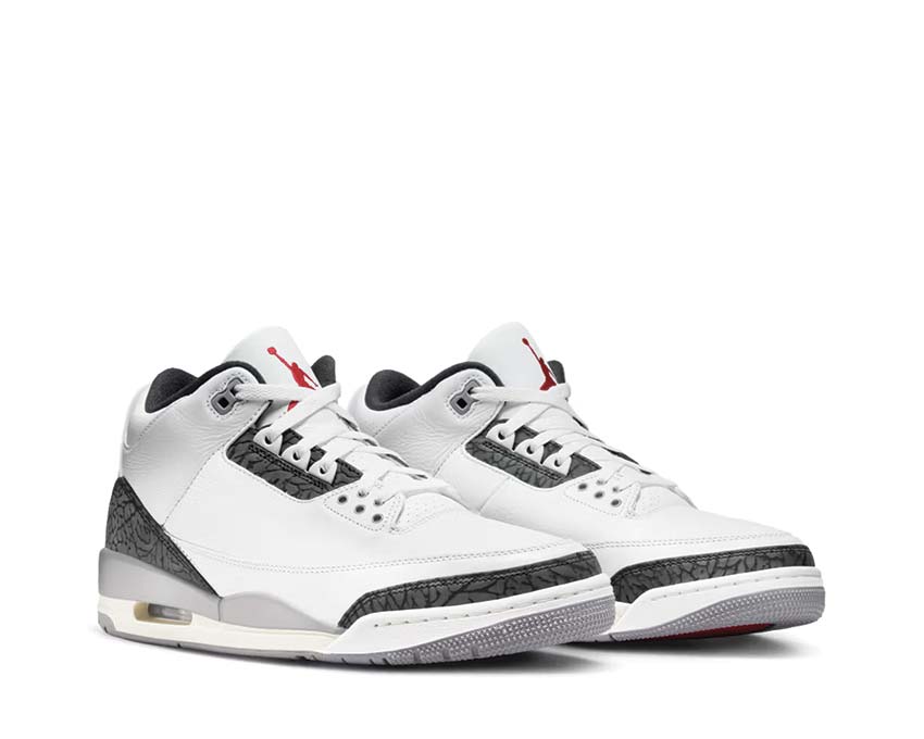 Jordan Air Jordan 3 Retro Cement Grey vista lateral — cuero y elephant print gris