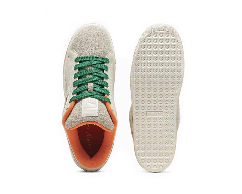 Puma Suede XL Carrots 2 Warm White Rickie Orange detail — embroidered Carrots branding