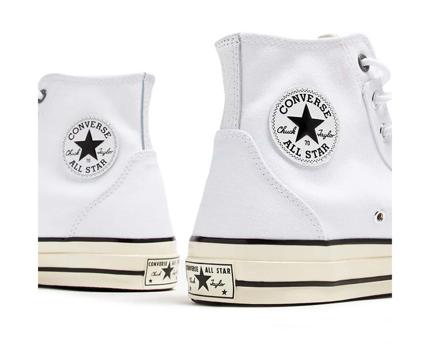 Converse Chuck 70 Hi Optical White detail — ankle patch pure white canvas