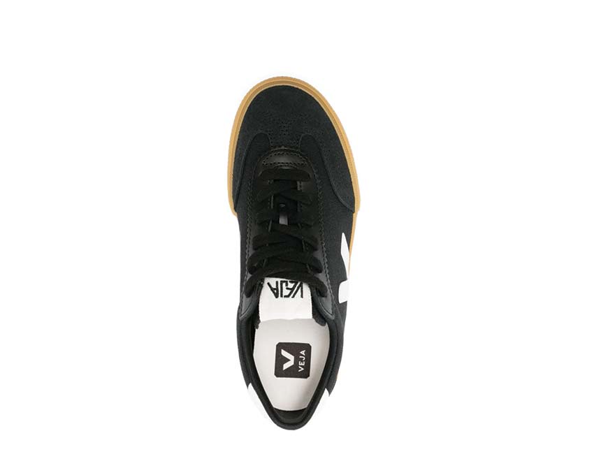 Veja Volley Black/White Detail — Naturbauwollschnürsenkel