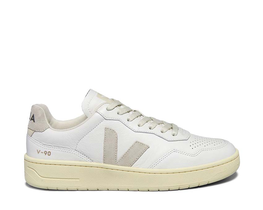 Veja V-90 OT Leather Extra White Natural — Herren-Sneaker Vintage Running nachhaltig