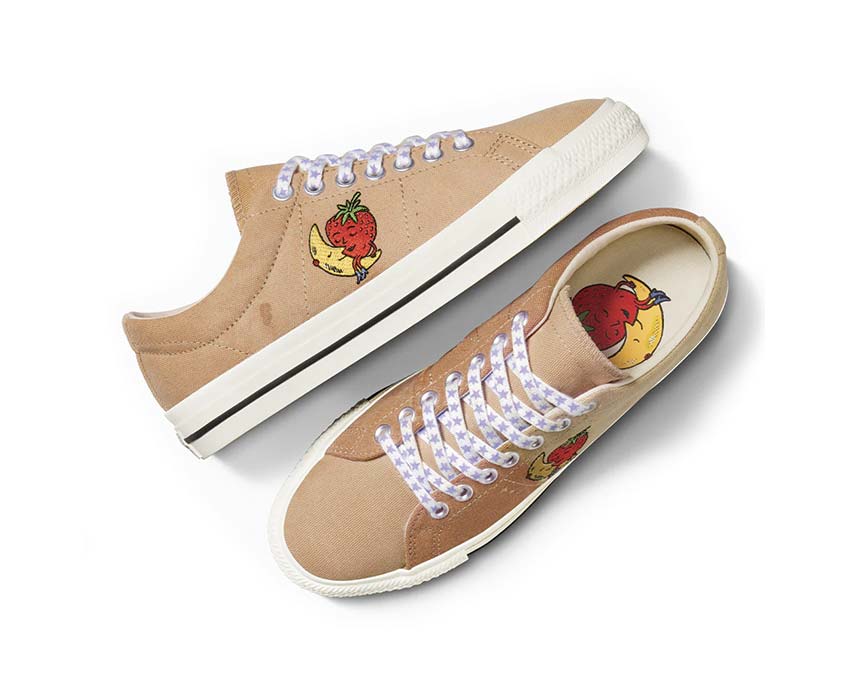 Converse x Sky High Farm One Star Pro Brown/Egret detail — Sky High Farm Workwear embroidery