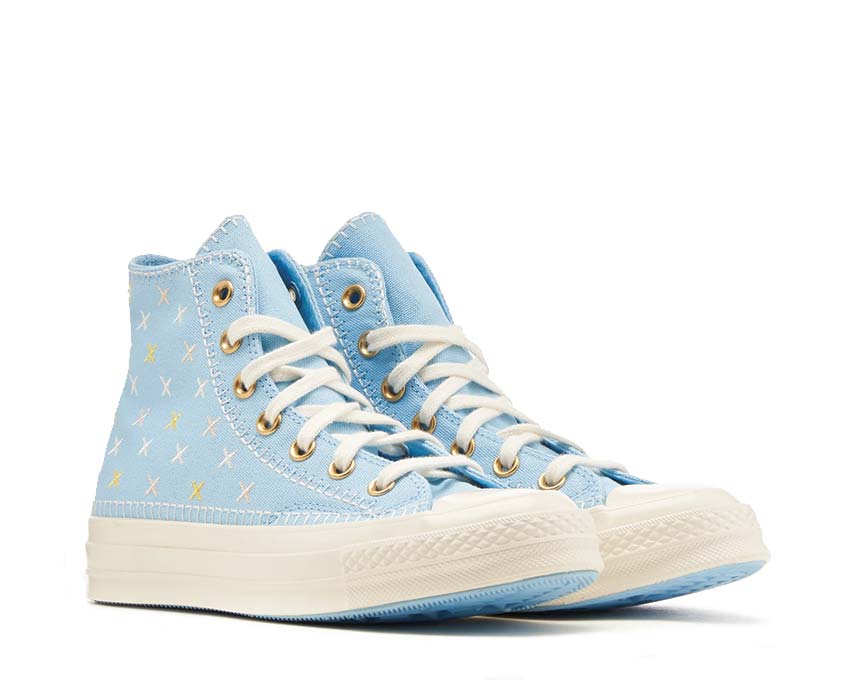 Converse Chuck 70 Hi True Sky/Egret sole — white thick vulcanized sole