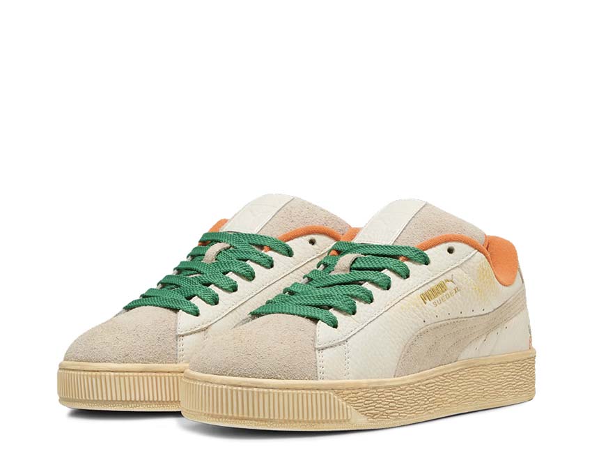 Puma Suede XL Carrots 2 Warm White Rickie Orange side view — white carrot orange suede