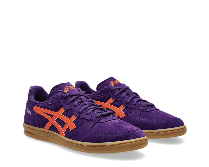 Asics Skyhand OG Prune Koi vue latérale — cuir daim rétro handball femme