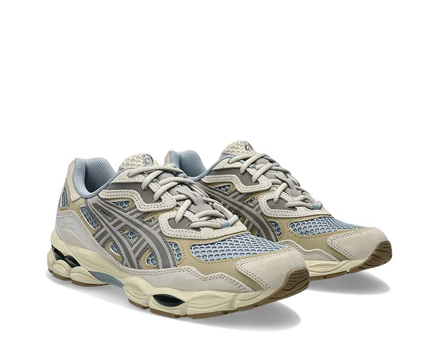 Asics Gel NYC Dolphin Grey vue latérale — tige mesh