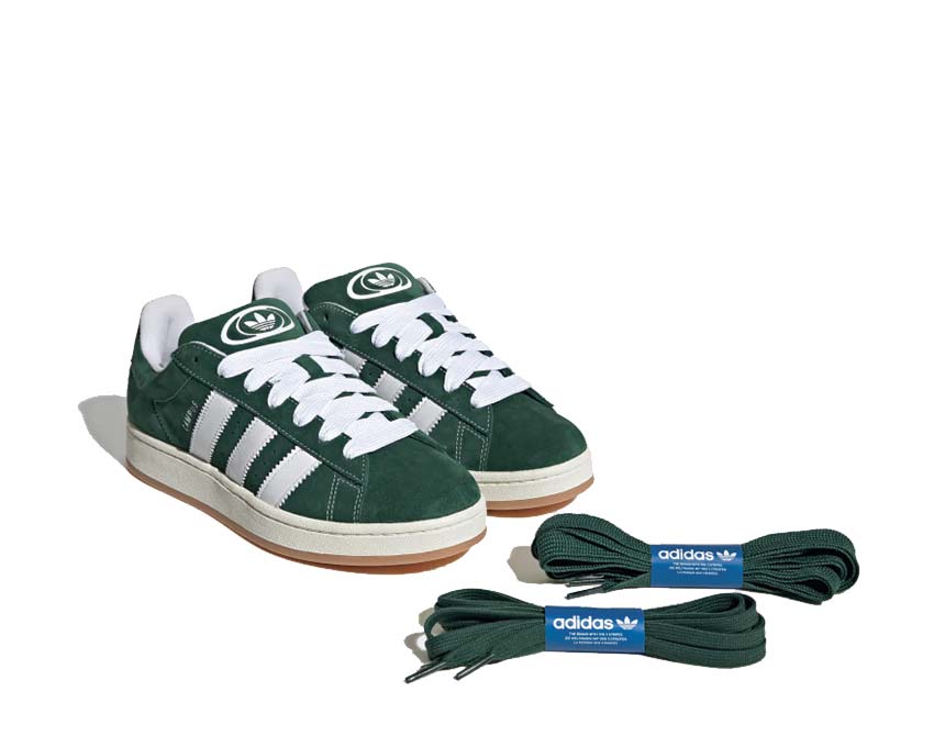 Adidas Campus 00s Dark Green vista lateral — parte superior ante y Three Stripes