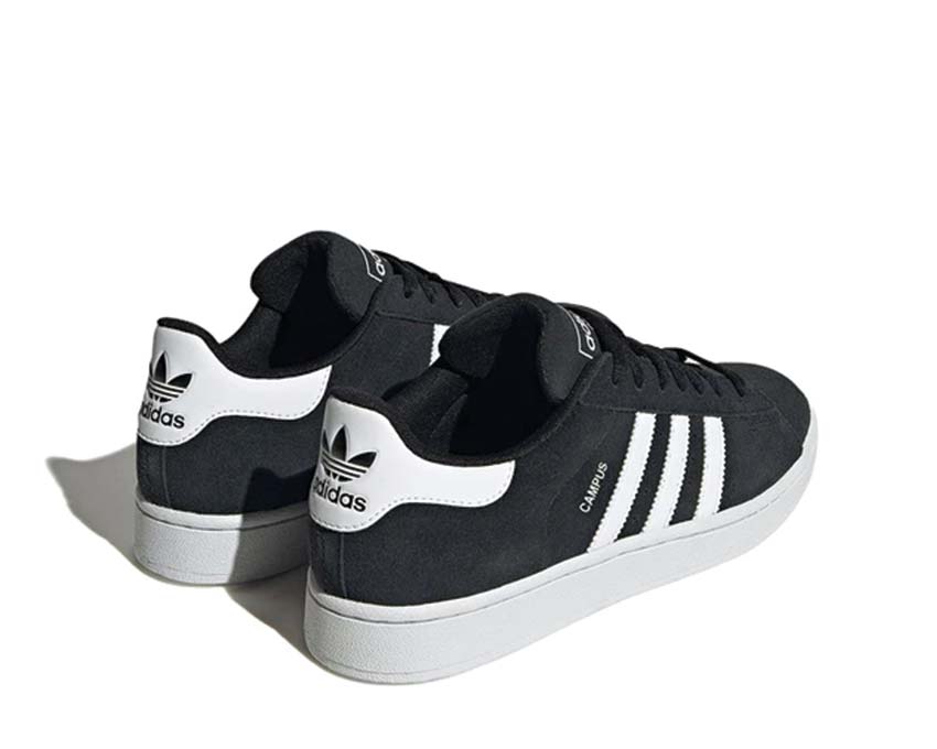 Adidas Campus 2 Black Seitenansicht — schwarzes Veloursleder und 3 Streifen