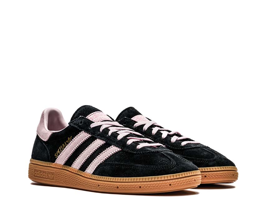 Adidas Handball Spezial W Black Pink vue latérale — suède noir accents roses