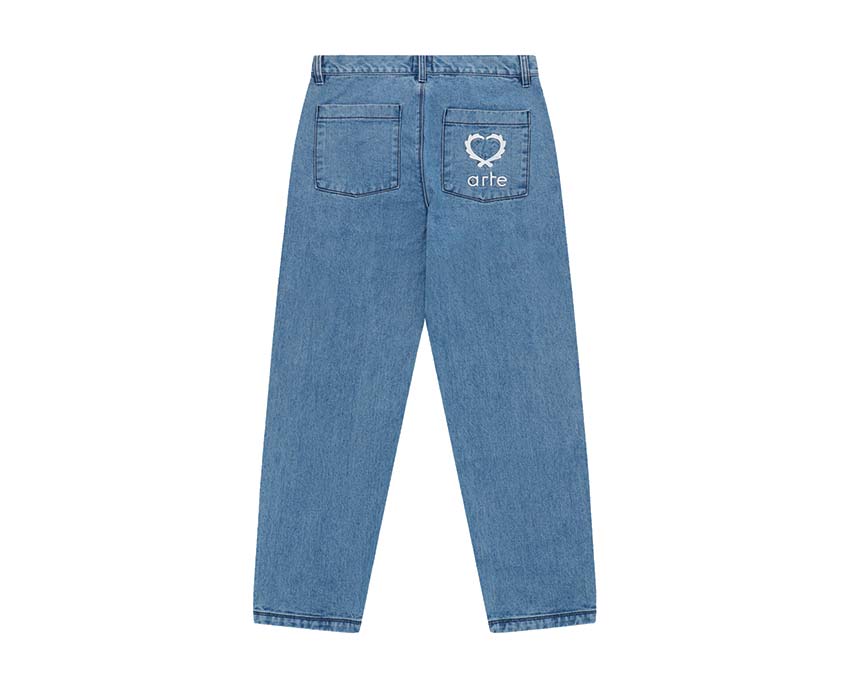 Arte Poage Back Heart Pants Denim Seitenansicht — Detail Herz-Stickerei