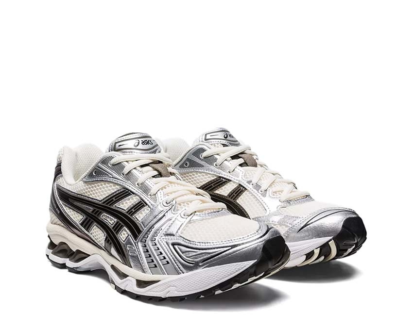 Asics Gel Kayano 14 Cream Black side view — mesh upper