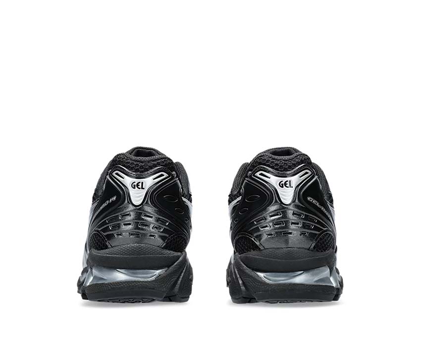 Asics Gel Kayano 14 Black Silver Black/Pure Silver detail — synthetic leather and mesh
