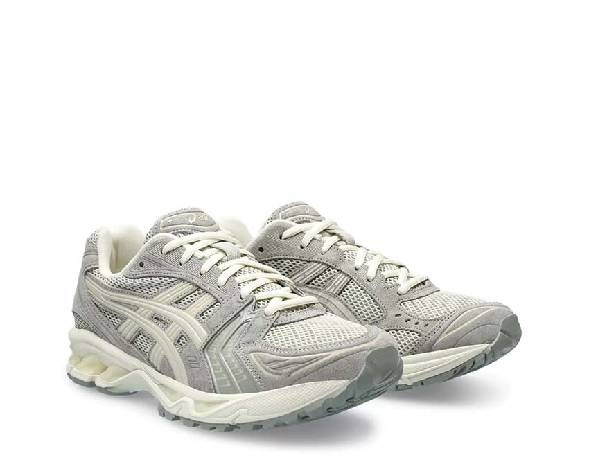 Asics Gel Kayano 14 White Sage Smoke Grey side view — mesh upper