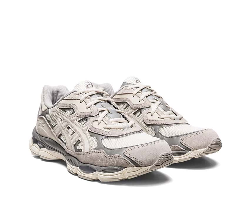Asics Gel NYC Oyster Grey vue latérale — tige mesh
