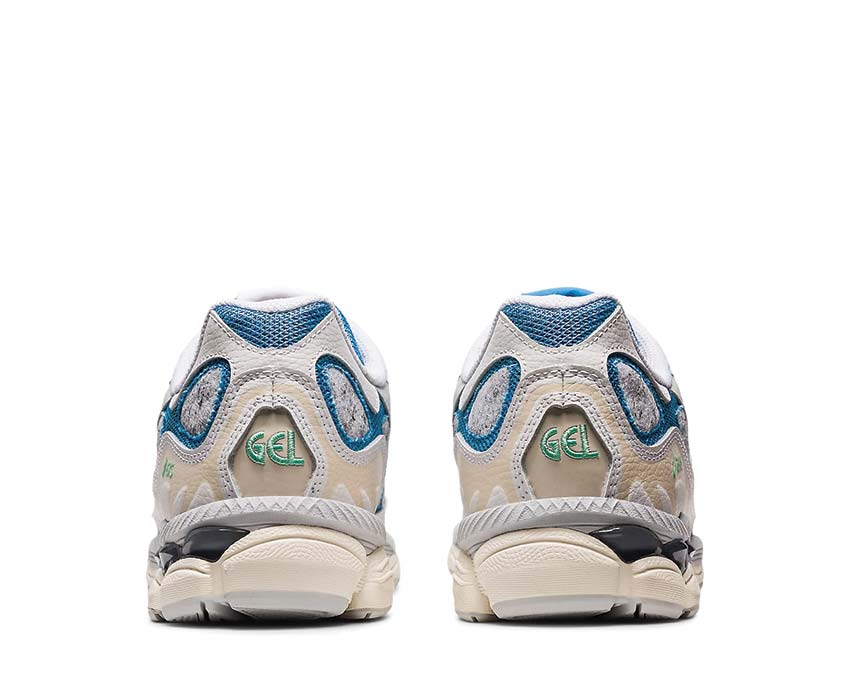 Asics Gel NYC White/Dolphin Blue Detail — Mesh und Leder urbaner Stil
